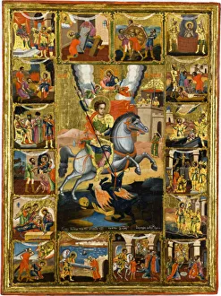 Russian Church Prints: Saint George with scenes from his life, 1806