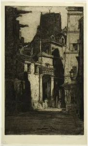 Dy Cameron Prints: Saint Gervais, Rue des Barres, plate four from the Paris Set