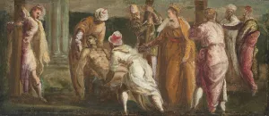 Crosses Prints: Saint Helen Testing the True Cross, c. 1545. Creator: Jacopo Tintoretto