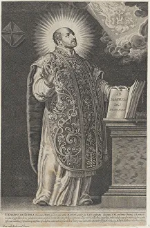 Saint Ignatius Prints: Saint Ignatius Loyola, standing and holding an open book, ca. 1630-54. Creator: Anon