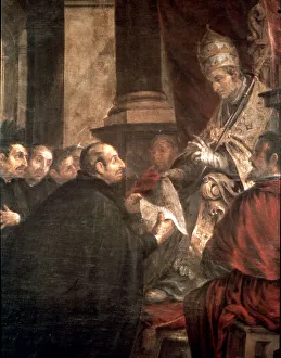 Saint Ignatius Prints: Saint Ignatius receiving from Pope Paul III the bull of the founding of the Society of Jesus