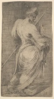 Saint James Major holding a staff and a book facing right, from Christ and the Apo Saint James Major holding a staff and a book facing right, from Christ and the Apo