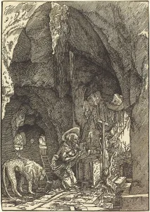 Altdorfer Albrecht Prints: Saint Jerome in the Cave, 1515. Creator: Albrecht Altdorfer