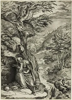 Alberti Cherubino Prints: Saint Jerome in the Desert, c.1575. Creator: Cherubino Alberti
