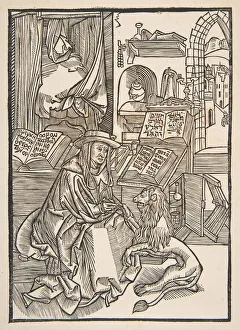 Cardinals Hat Prints: Saint Jerome Extracting a Thorn from the Lions Foot, Lyons 1508 (copy). n. d