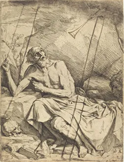 Tenebrist Prints: Saint Jerome Hearing the Trumpet of the Last Judgment, 1621. Creator: Jusepe de Ribera