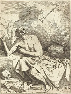 Tenebrist Prints: Saint Jerome Hearing the Trumpet of the Last Judgment, 1621. Creator: Jusepe de Ribera