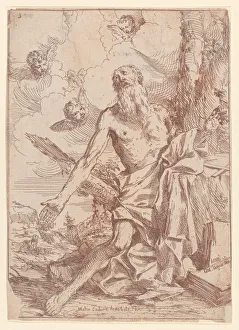 Saint Jerome Collection: Saint Jerome kneeling beside a tree with his arms outstretched, 1640-60