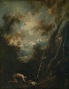 Magnasco Alessandro Prints: Saint Jerome in a Landscape, late 17th-early 18th century. Creator: Alessandro Magnasco