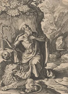 Cardinals Hat Prints: Saint Jerome. n. d. n. d Creator: Pieter de Jode