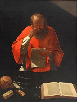 Saint Jerome reading (Copy), ca 1636. Artist: La Tour, Georges, de (1583-1652) Saint Jerome reading (Copy), ca 1636. Artist: La Tour, Georges, de (1583-1652)