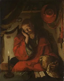 Leiden Aertgen Van Prints: Saint Jerome in his Study by Candlelight, c.1520-c.1530. Creator: Aert Claesz