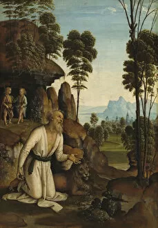 Images Dated 25th February 2021: Saint Jerome in the Wilderness, c. 1490 / 1500. Creator: Perugino