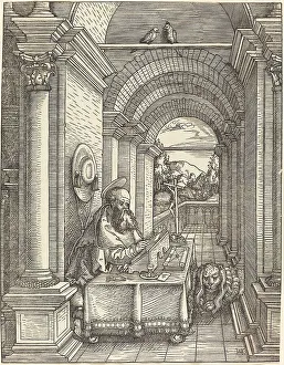 Hans Springinklee Prints: Saint Jerome Writing, 1522. Creator: Hans Springinklee