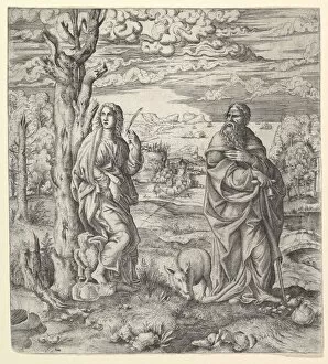Evangelist Gallery: Saint John and Anthony in a Landscape, ca. 1544-45. Creator: Master IQV