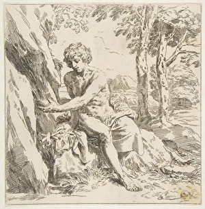 Muse Gallery: Saint John the Baptist in the desert, copy in reverse after Cantarini, ca