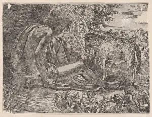 Saint John the Baptist with a lamb, 1600-35. Creator: Giovanni Battista Caracciolo Saint John the Baptist with a lamb, 1600-35. Creator: Giovanni Battista Caracciolo