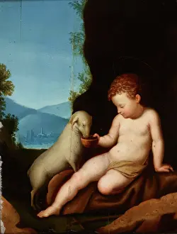 John The Baptist St Prints: Saint John the Baptist Watering the Lamb, 16th century. Creator: Unknown