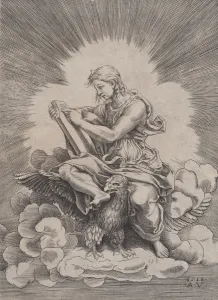 Agostino Prints: Saint John, dated 1518. Creator: Agostino Veneziano