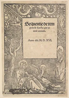 Hymn Prints: Saint John the Evangelist on Patmos, title page from Hymni de tempore et de sanctis, 1516