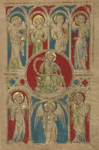 Detached Leaf Prints: Saint John the Evangelist surrounded by Seven Angels, about 1340-1350. Creator: Unknown