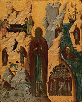 Crete Collection: Saint John the Hermit and scenes from his life, between 1600 and 1700. Creator: Cretan School