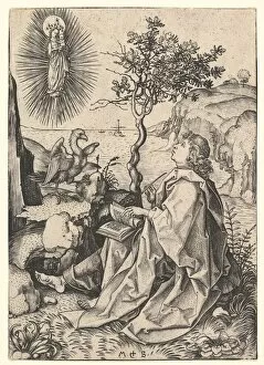 Schongauer Collection: Saint John on Patmos, ca. 1435-1491. Creator: Martin Schongauer
