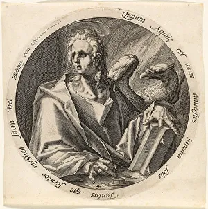 Quill Prints: Saint John, plate four from The Four Evangelists, 1588. Creator: Jacques de Gheyn II
