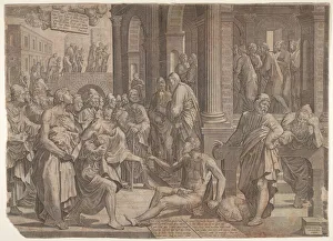 St John The Prints: Saint John and Saint Peter Healing the Cripple, 1553. Creator: Lambert Suavius
