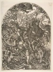 Jean Duvet Prints: Saint John sees the Four Horsemen, from the Apocalyspe. n. d. Creator: Jean Duvet