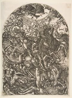 Duvet Gallery: Saint John sees the Four Horsemen, from the Apocalyspe.n.d. Creator: Jean Duvet