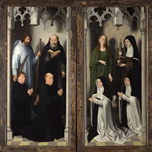 Saint Clare Prints: Saint John Triptych: Donors with Saints James and Anthony