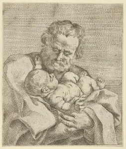 Saint Joseph holding the infant Christ, after Reni, 17th century. Creator: Anon