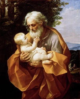 Guidop Reni Gallery: Saint Joseph with Infant Christ, 1620s. Artist: Guido Reni