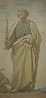 Flowering Prints: Saint Joseph with the lily staff, 1860. Creator: Eduard von Steinle
