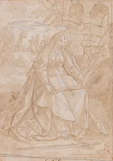 Maerten Prints: Saint Justine, 1584. Creator: Vos, Maerten, de (1532-1603)