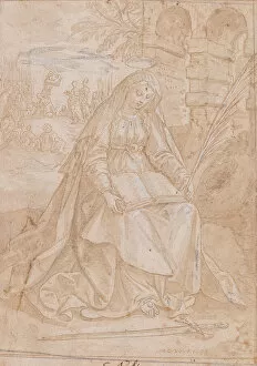 Brush Collection: Saint Justine, 1584. Creator: Vos, Maerten, de (1532-1603)