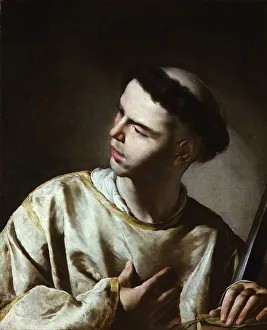 Saint Lawrence Prints: Saint Lawrence. Artist: Cavallino, Bernardo (1616-1656)