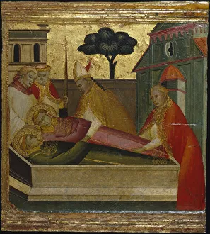 Saint Lawrence Buried in Saint Stephens Tomb. Scenes from the Life of Saint Lawrence, predella, ca 1412 Saint Lawrence Buried in Saint Stephens Tomb. Scenes from the Life of Saint Lawrence, predella, ca 1412