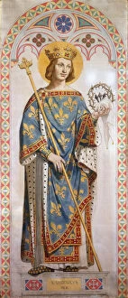 Tempera On Cardboard Gallery: Saint Louis IX of France. Cardboard for the windows of the Chapel of St. Ferdinand, 1842