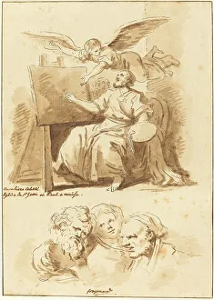 Saint Luke Prints: Saint Luke at His Easel and Four Expressive Heads