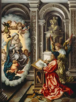 Gossaert Prints: Saint Luke Painting the Madonna, c. 1520. Artist: Gossaert, Jan (ca. 1478-1532)