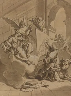 Luke St Prints: Saint Luke Painting the Virgin, 18th century. Creator: Francesco Fontebasso