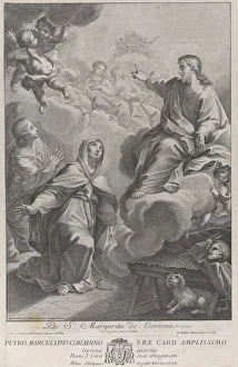 Rosary Gallery: Saint Margarita of Cortona, kneeling before Christ, after Pietro Andrea Pucciardi... ca
