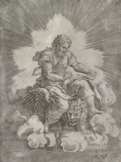 Clouds Collection: Saint Mark, dated 1518. Creator: Agostino Veneziano