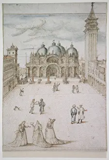 Saint Mark's Square in Venice, c1578-1593. Creator: Joris Hoefnagel.<br> Saint Mark's Square in Venice, c1578-1593. Creator: Joris Hoefnagel