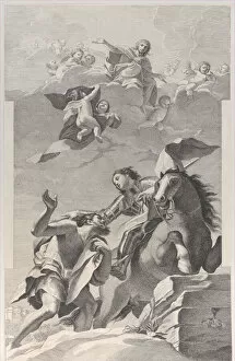 Saint Martin, on horseback, giving his cloak to a beggar... 1760-1800