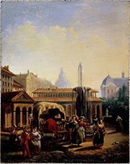 Canal St Martin Prints: Saint-Martin market, around 1835. Creator: Jean Baptiste Lecoeur