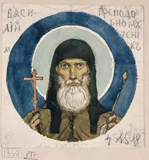Saint Martyr Basil of the Kiev Caves (Study for frescos in the St Vladimirs Cathedral of Kiev), 1884-1889. Artist: Vasnetsov, Viktor Mikhaylovich (1848-1926)