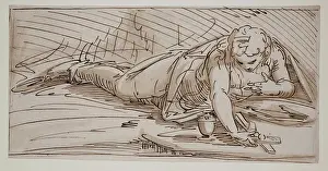 Cream Prints: Saint Mary Magdalene in the Wilderness, between 1560 and 1569. Creator: Luca Cambiaso